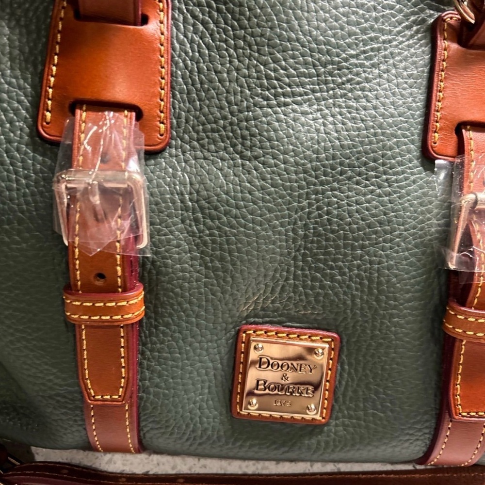 Dooney & Bourke Green and Tan Satchel - Picture 4 of 5